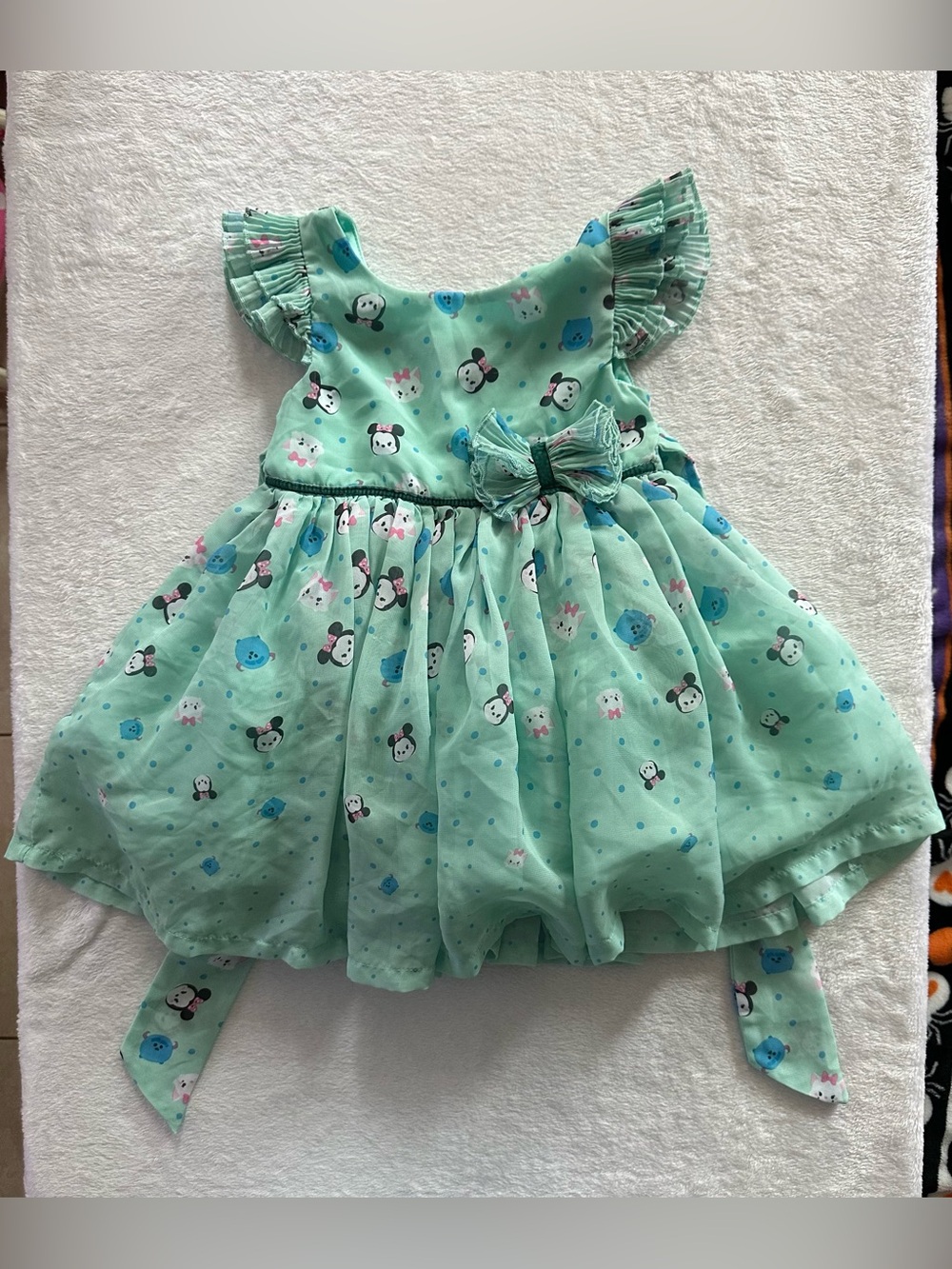 Disney Tsum Tsum Chiffon Dress Mint Toddler Girls 2T Minnie Mouse Sully Marie